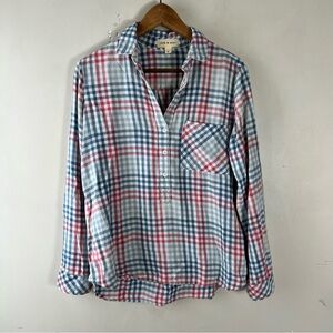 Anthropologie Cloth & Stone Plaid Shirt with Red and Blue Checks Size Small